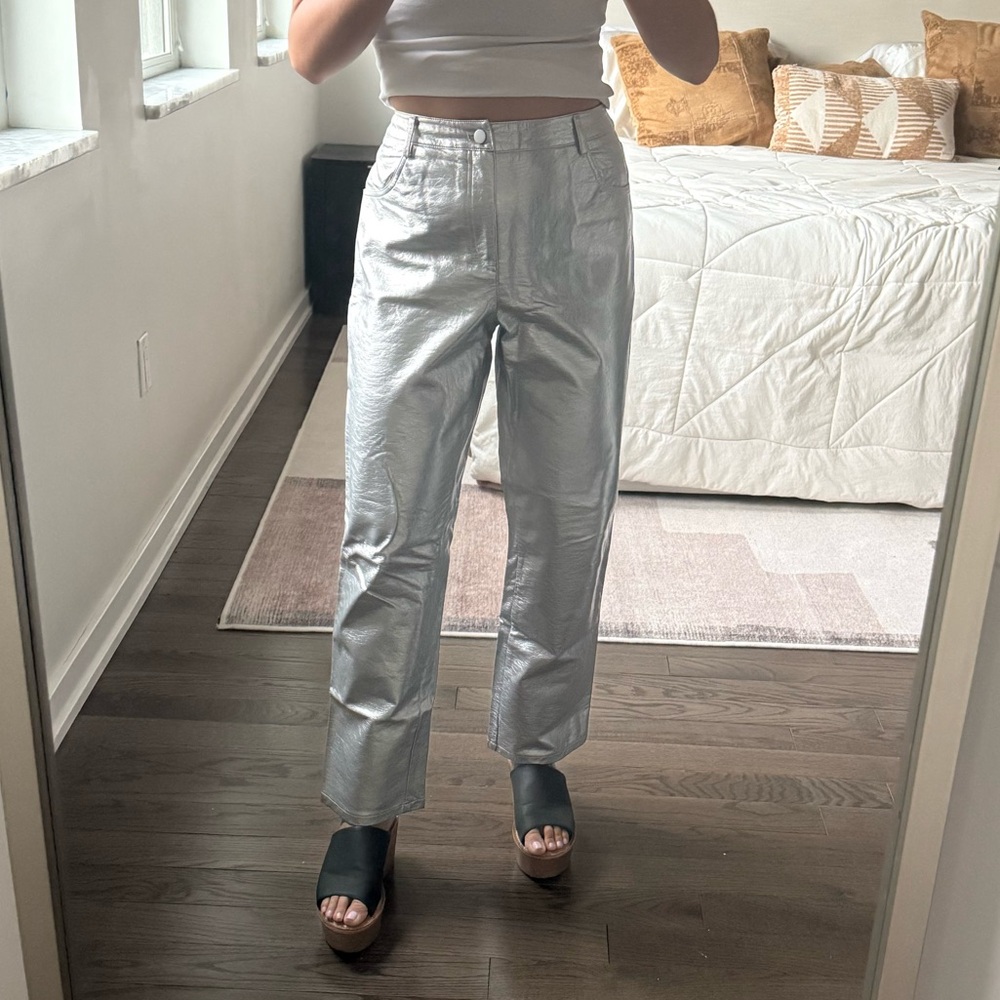 12th Tribe Silver Leather Pants - Picture 3 of 5